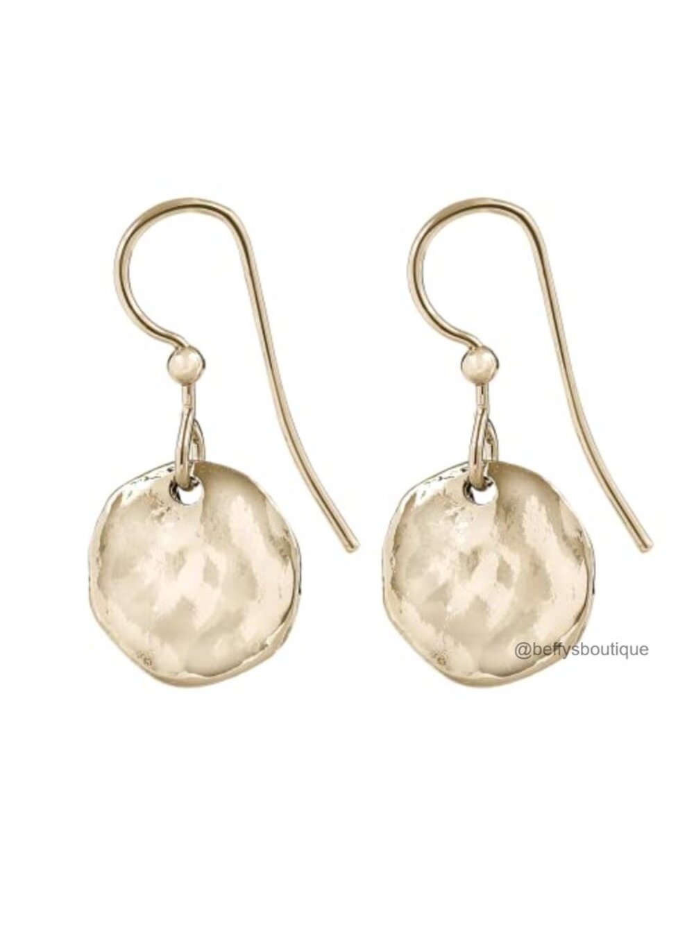Small Hammered Disc Dangling Earrings 10k Gold Overlay Sterling Silver